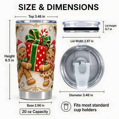 #pl[20oz|Steel] Cookie Present Tumbler 20oz, Holiday Tumbler, Stainless Steel Travel Cup
