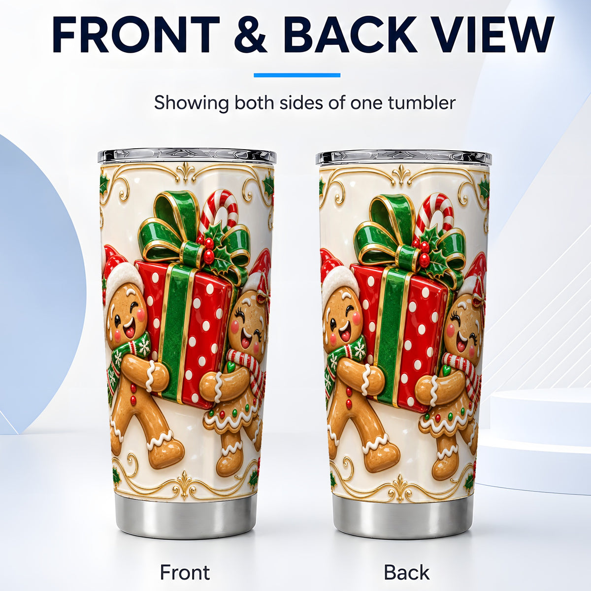 #pl[20oz|Steel] Cookie Present Tumbler 20oz, Holiday Tumbler, Stainless Steel Travel Cup