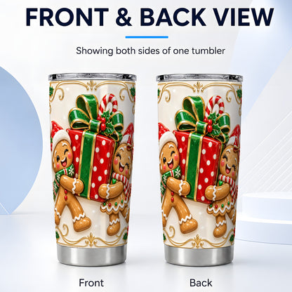 #pl[20oz|Steel] Cookie Present Tumbler 20oz, Holiday Tumbler, Stainless Steel Travel Cup
