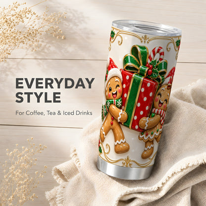 Cookie Present Tumbler 20oz, Holiday Tumbler, Stainless Steel Travel Cup