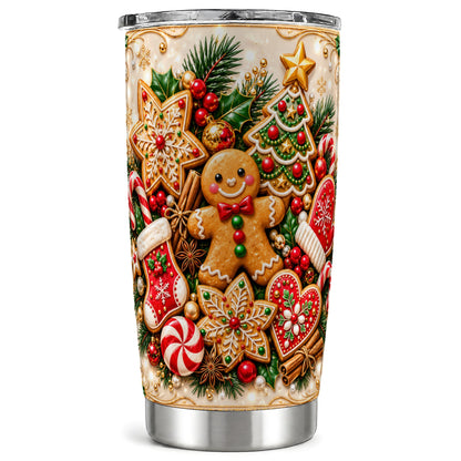 Gingerbread Tumbler 20oz, Cookie Tumbler, Stainless Steel Travel Cup