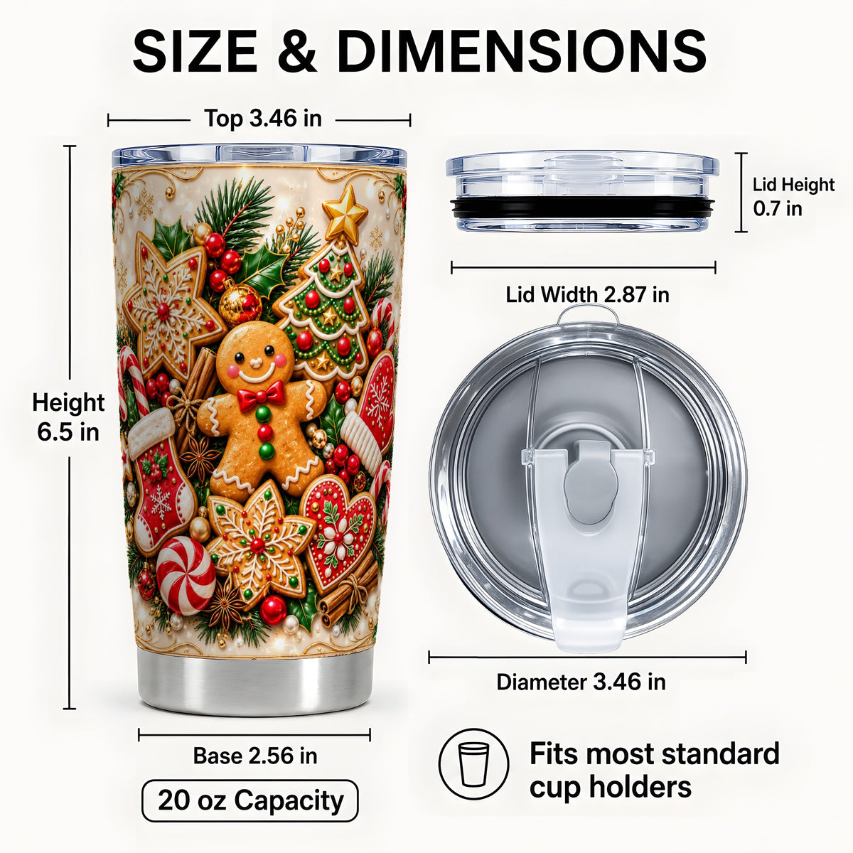 #pl[20oz|Steel] Gingerbread Tumbler 20oz, Cookie Tumbler, Stainless Steel Travel Cup