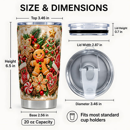 #pl[20oz|Steel] Gingerbread Tumbler 20oz, Cookie Tumbler, Stainless Steel Travel Cup