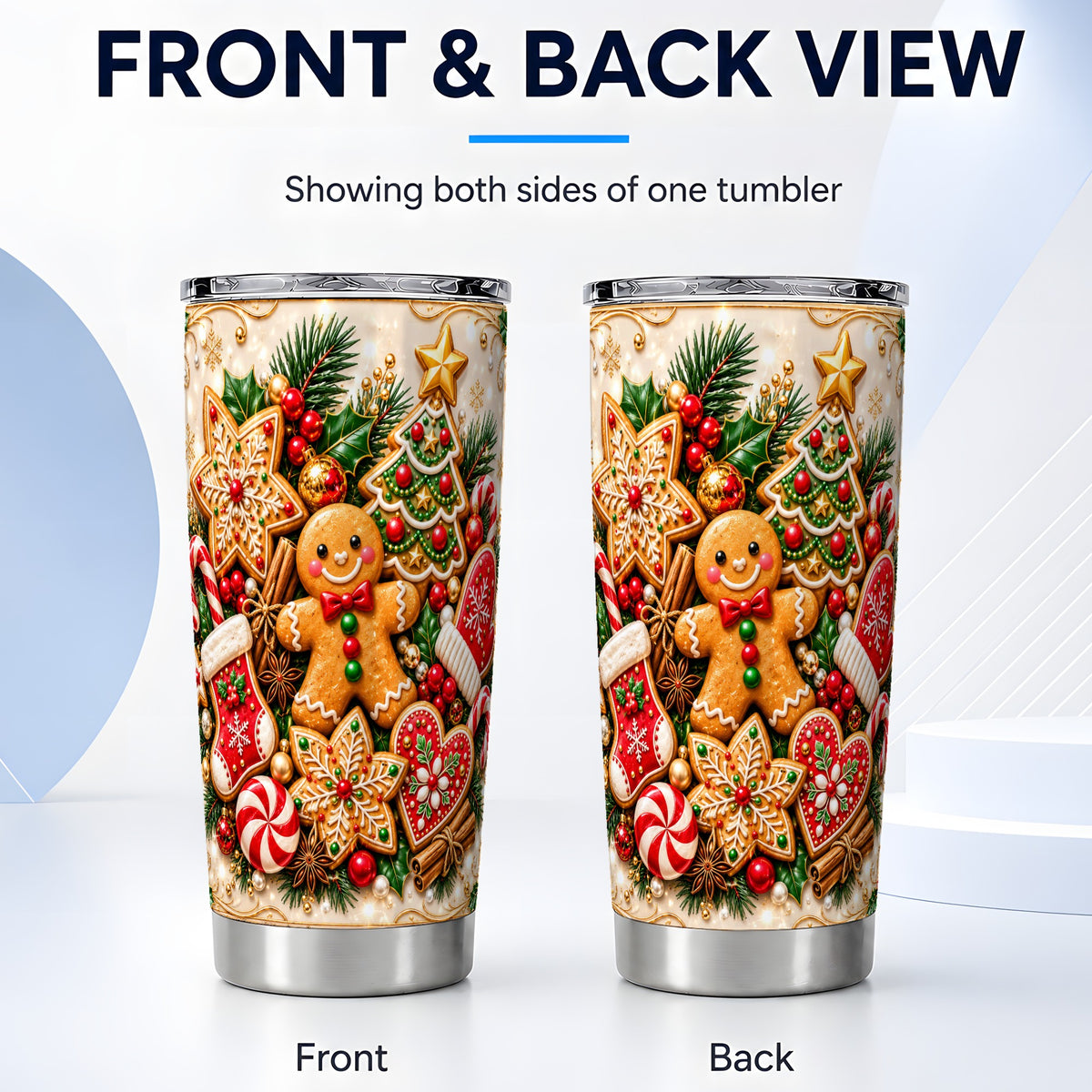 #pl[20oz|Steel] Gingerbread Tumbler 20oz, Cookie Tumbler, Stainless Steel Travel Cup