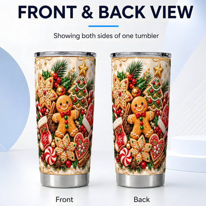 #pl[20oz|Steel] Gingerbread Tumbler 20oz, Cookie Tumbler, Stainless Steel Travel Cup