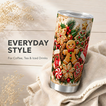 Gingerbread Tumbler 20oz, Cookie Tumbler, Stainless Steel Travel Cup