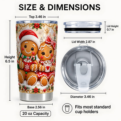 #pl[20oz|Steel] Gingerbread Couple Tumbler 20oz, Cookie Tumbler, Stainless Steel Travel Cup
