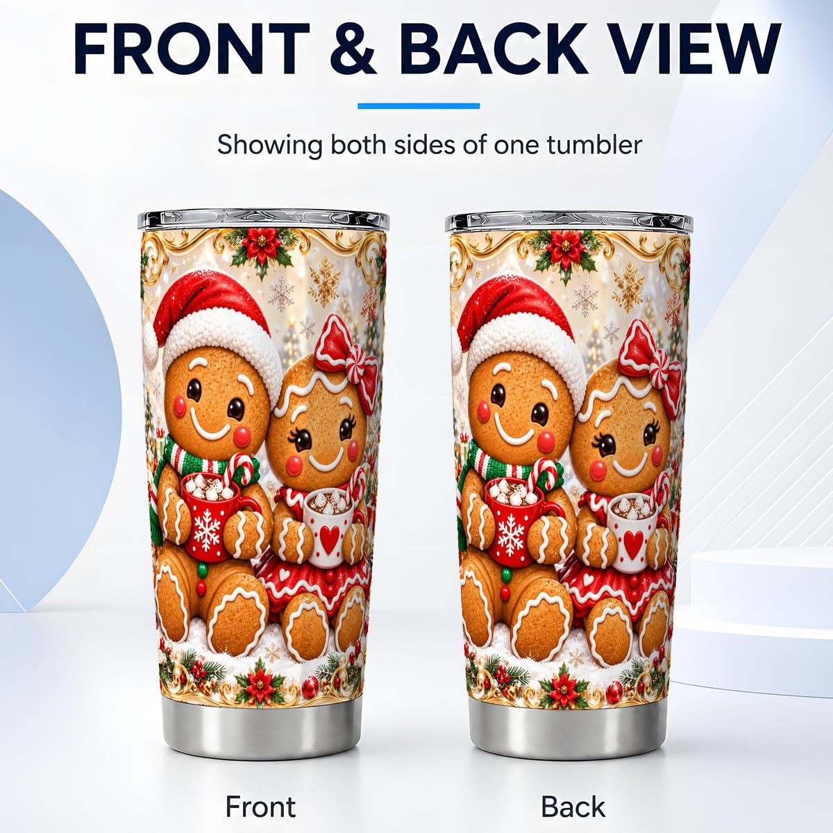 #pl[20oz|Steel] Gingerbread Couple Tumbler 20oz, Cookie Tumbler, Stainless Steel Travel Cup