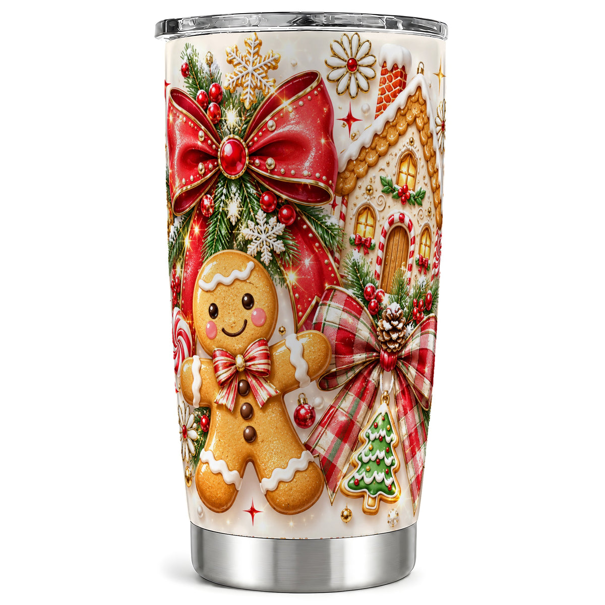 Gingerbread House Tumbler 20oz, Cookie Tumbler, Stainless Steel Travel Cup