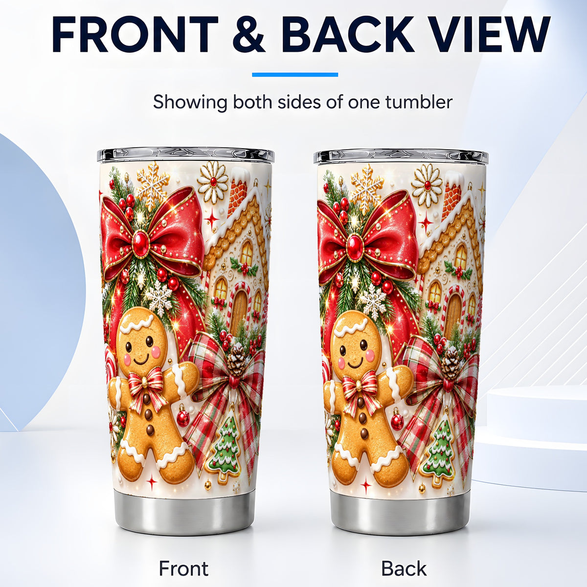 #pl[20oz|Steel] Gingerbread House Tumbler 20oz, Cookie Tumbler, Stainless Steel Travel Cup
