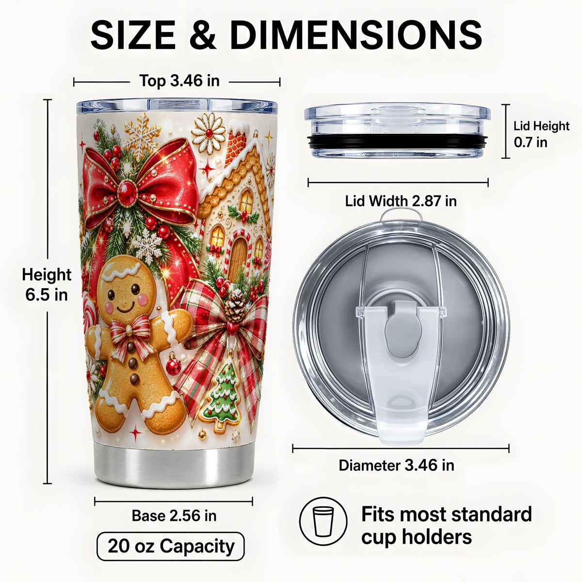 #pl[20oz|Steel] Gingerbread House Tumbler 20oz, Cookie Tumbler, Stainless Steel Travel Cup