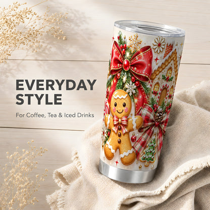 Gingerbread House Tumbler 20oz, Cookie Tumbler, Stainless Steel Travel Cup