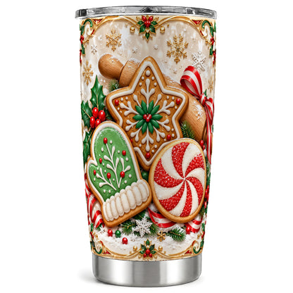 Cookie Tumbler 20oz, Gingerbread Tumbler, Stainless Steel Travel Cup