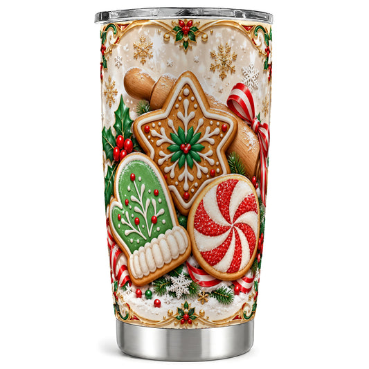 Cookie Tumbler 20oz, Gingerbread Tumbler, Stainless Steel Travel Cup