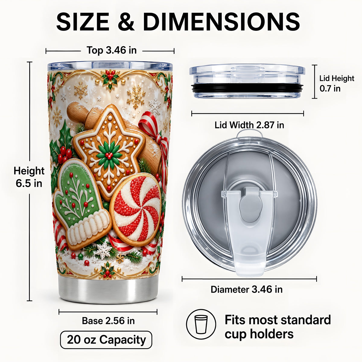 #pl[20oz|Steel] Cookie Tumbler 20oz, Gingerbread Tumbler, Stainless Steel Travel Cup