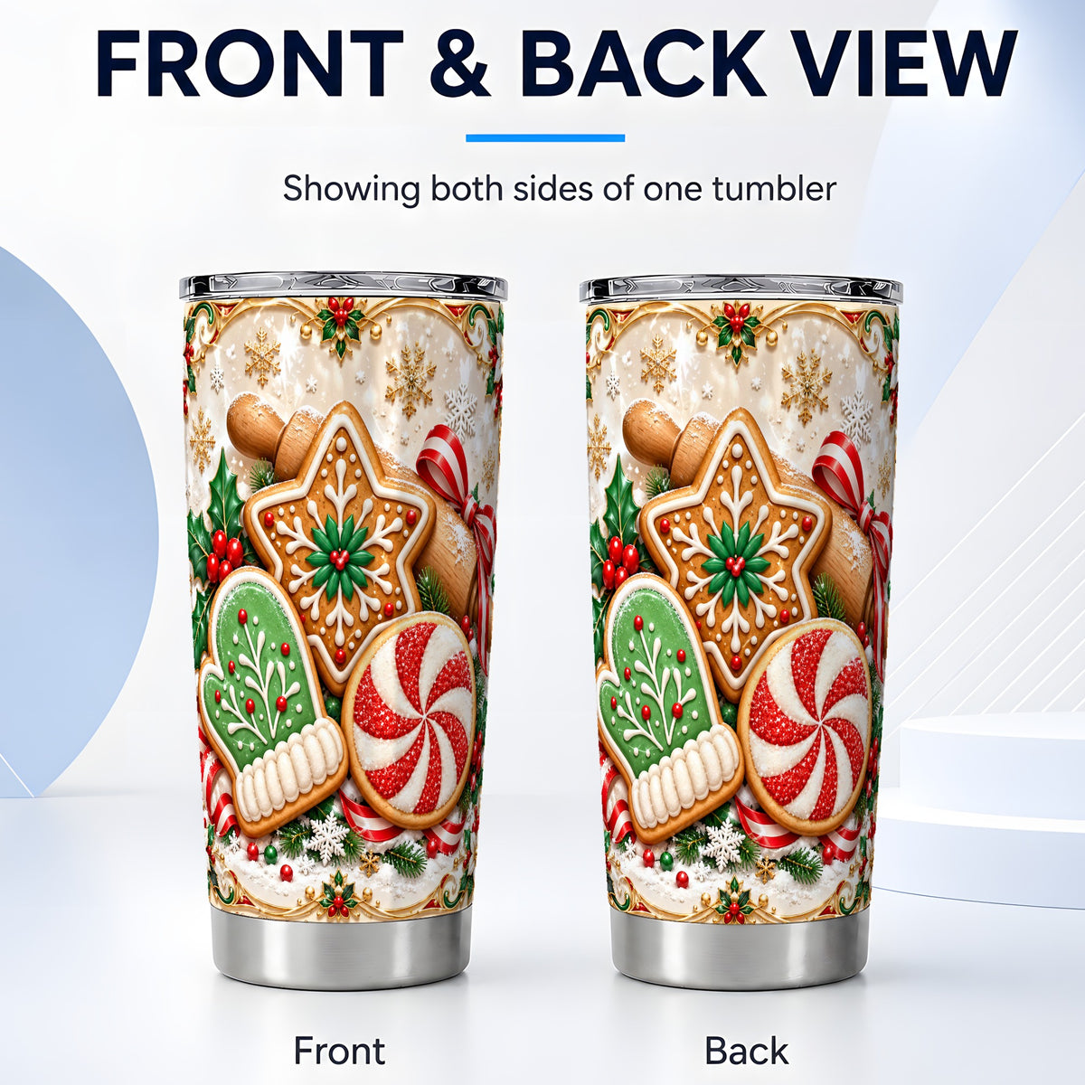 #pl[20oz|Steel] Cookie Tumbler 20oz, Gingerbread Tumbler, Stainless Steel Travel Cup
