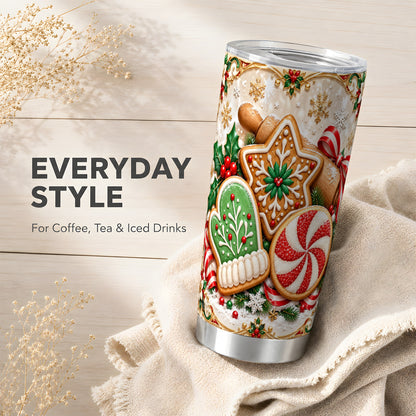 Cookie Tumbler 20oz, Gingerbread Tumbler, Stainless Steel Travel Cup