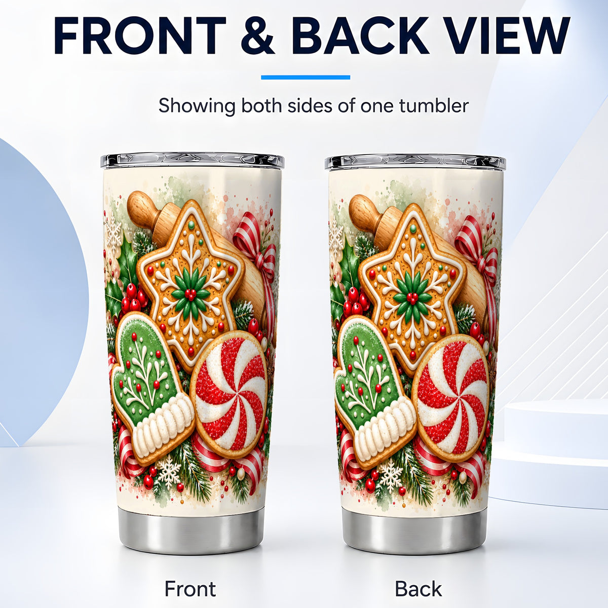#pl[20oz|Steel] Cookie Tumbler 20oz, Gingerbread Tumbler, Stainless Steel Travel Cup
