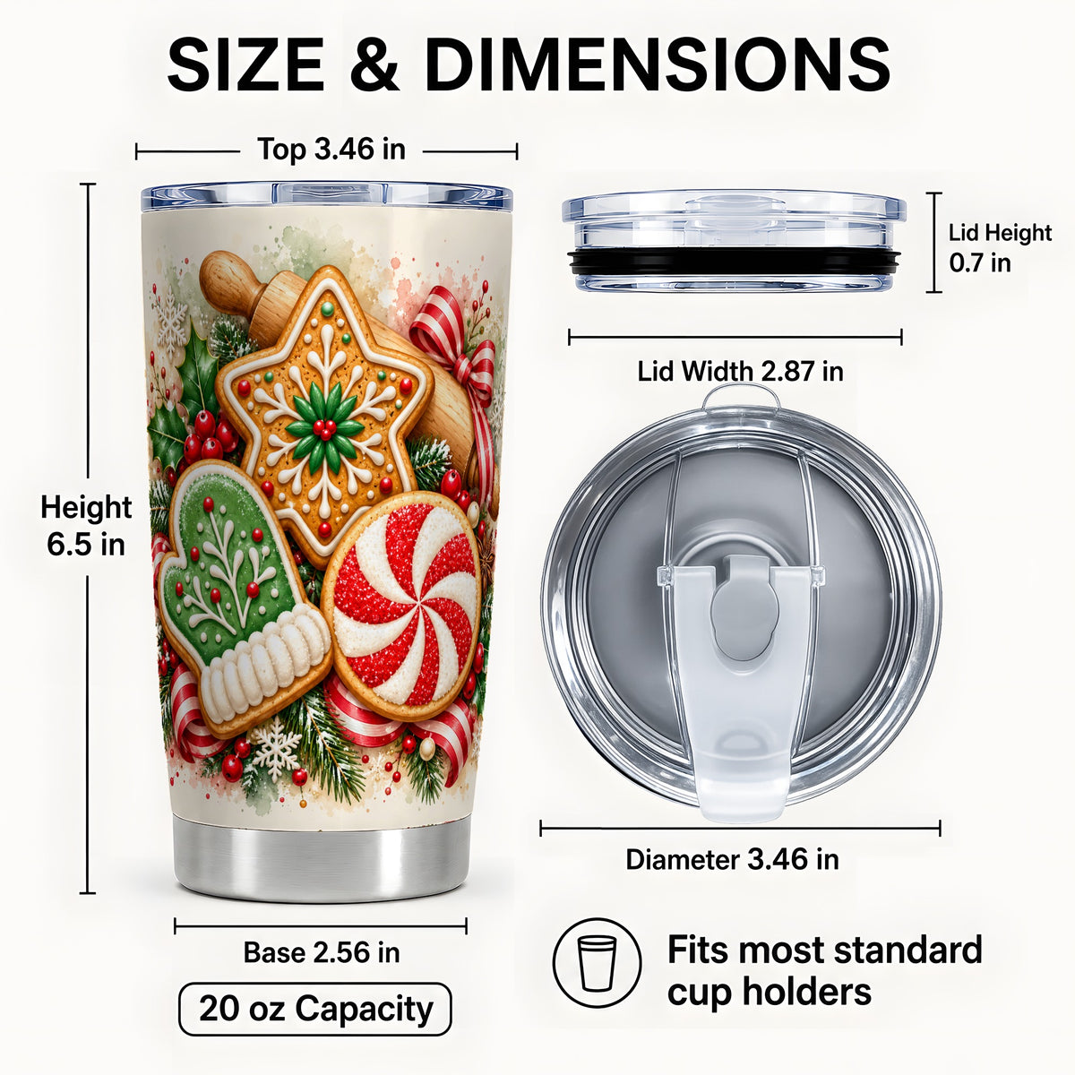 #pl[20oz|Steel] Cookie Tumbler 20oz, Gingerbread Tumbler, Stainless Steel Travel Cup