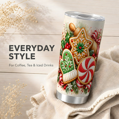 Cookie Tumbler 20oz, Gingerbread Tumbler, Stainless Steel Travel Cup