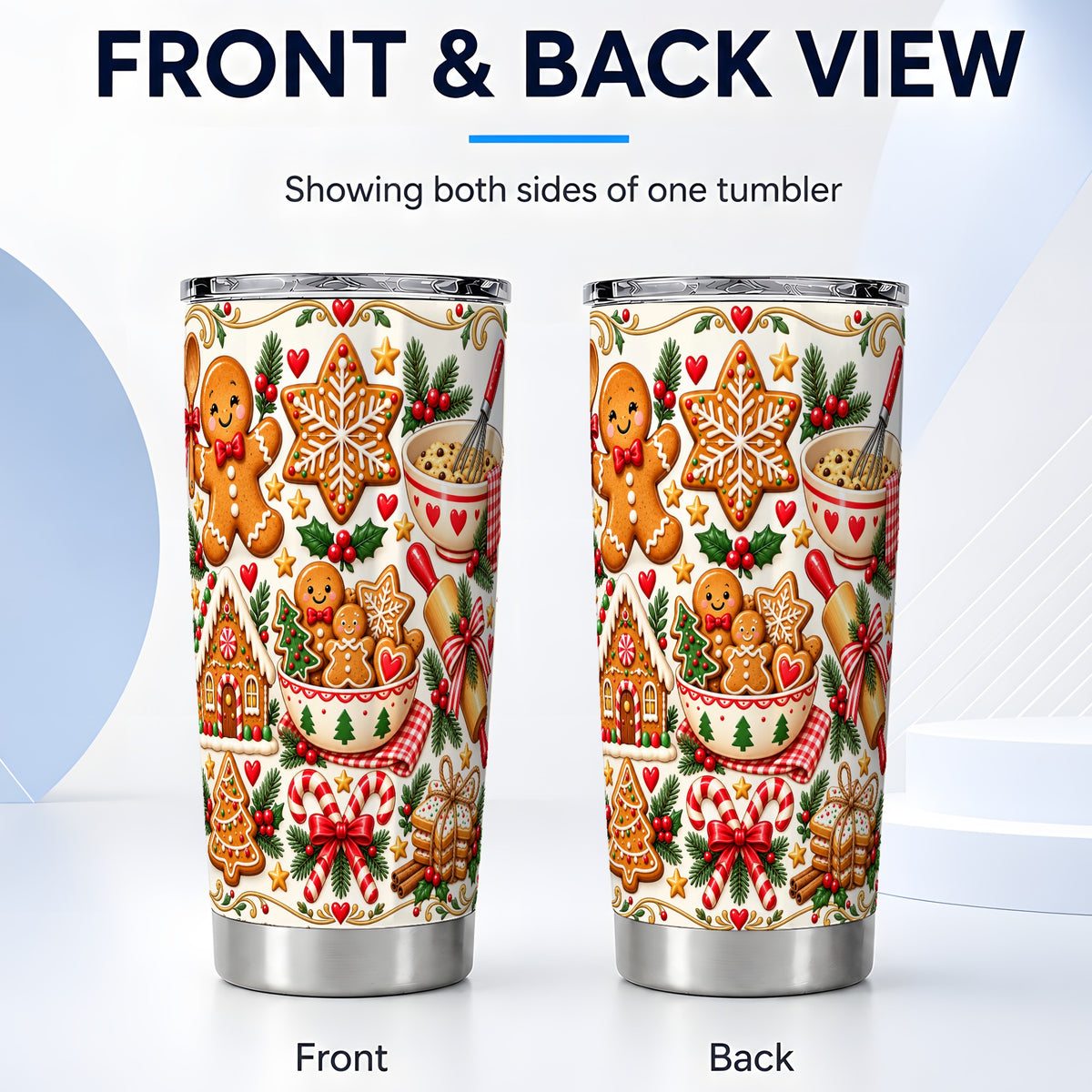 #pl[20oz|Steel] Baking Tumbler 20oz, Gingerbread Tumbler, Stainless Steel Travel Cup