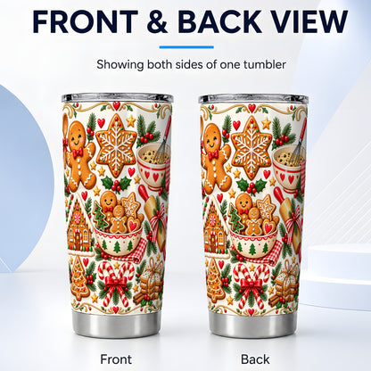 #pl[20oz|Steel] Baking Tumbler 20oz, Gingerbread Tumbler, Stainless Steel Travel Cup