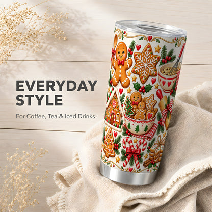 Baking Tumbler 20oz, Gingerbread Tumbler, Stainless Steel Travel Cup