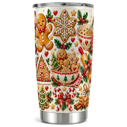 Gingerbread Baking Tumbler 20oz, Cookie Tumbler, Stainless Steel Travel Cup