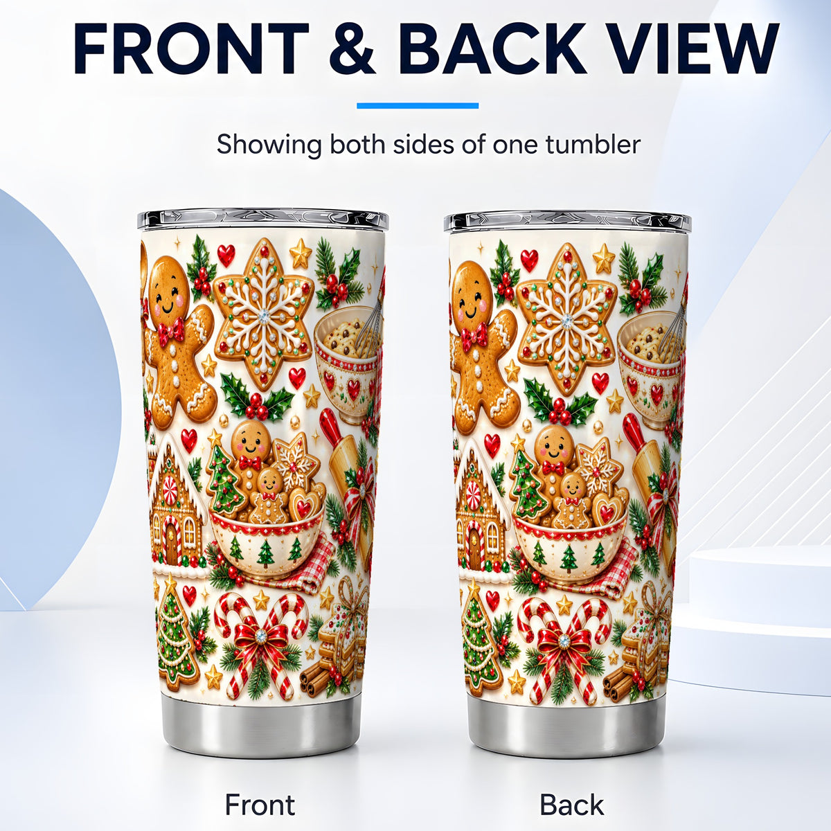#pl[20oz|Steel] Gingerbread Baking Tumbler 20oz, Cookie Tumbler, Stainless Steel Travel Cup