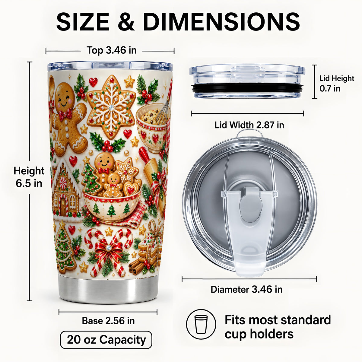 #pl[20oz|Steel] Gingerbread Baking Tumbler 20oz, Cookie Tumbler, Stainless Steel Travel Cup