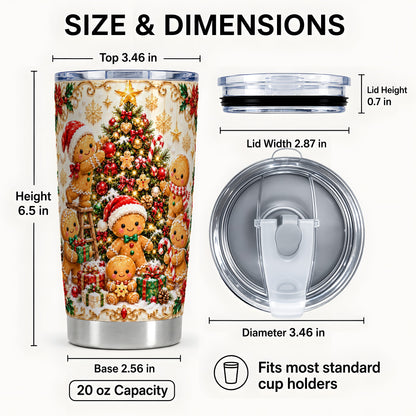 #pl[20oz|Steel] Gingerbread Family Tumbler 20oz, Holiday Tumbler, Steel Travel Cup