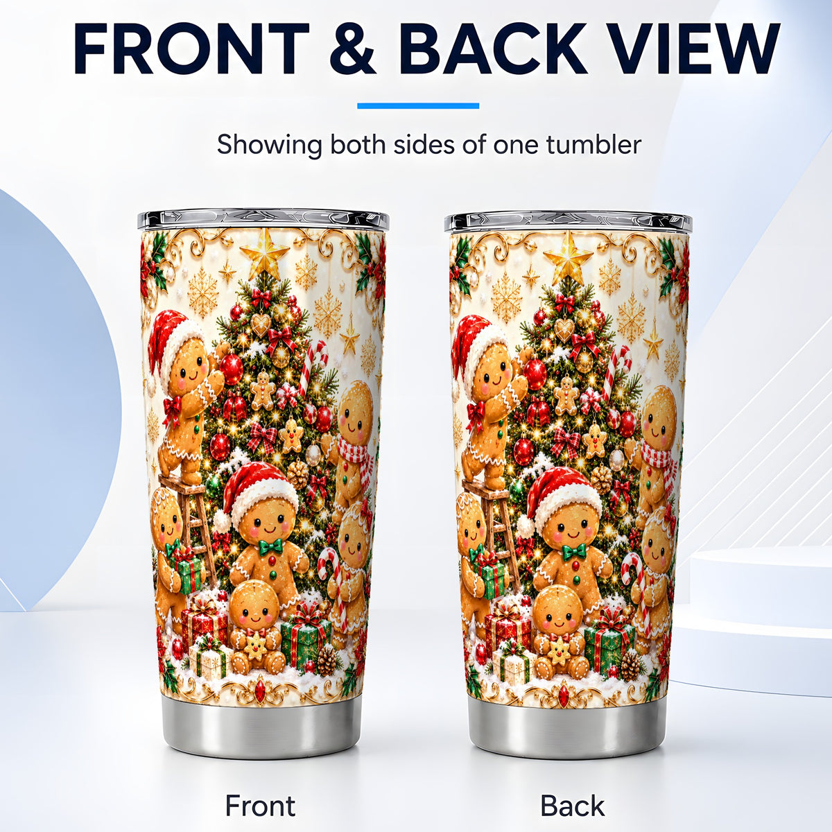 #pl[20oz|Steel] Gingerbread Family Tumbler 20oz, Holiday Tumbler, Steel Travel Cup