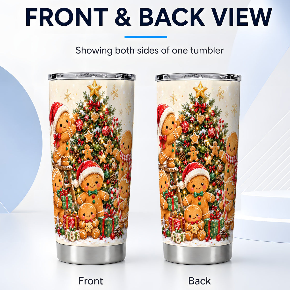 #pl[20oz|Steel] Gingerbread Family Tumbler 20oz, Festive Tumbler, Steel Travel Cup