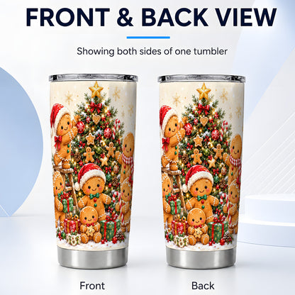#pl[20oz|Steel] Gingerbread Family Tumbler 20oz, Festive Tumbler, Steel Travel Cup