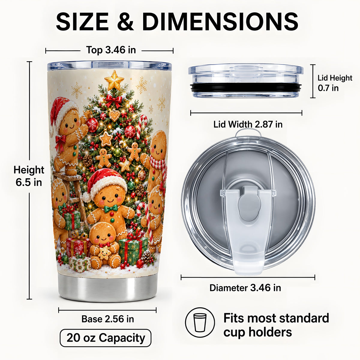 #pl[20oz|Steel] Gingerbread Family Tumbler 20oz, Festive Tumbler, Steel Travel Cup