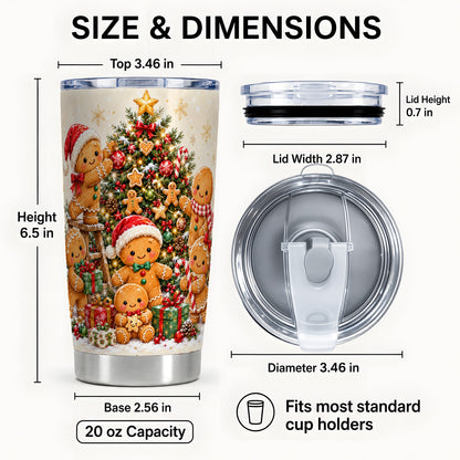 #pl[20oz|Steel] Gingerbread Family Tumbler 20oz, Festive Tumbler, Steel Travel Cup