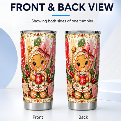 #pl[20oz|Steel] Gingerbread Girl Tumbler 20oz, Holiday Tumbler, Stainless Steel Travel Cup