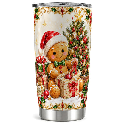 Gingerbread Tumbler 20oz, Christmas Tumbler, Stainless Steel Travel Cup