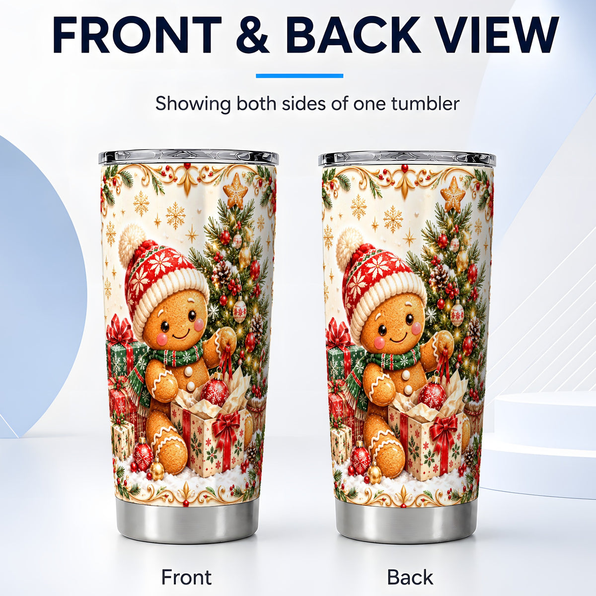#pl[20oz|Steel] Cozy Gingerbread Tumbler 20oz, Holiday Tumbler, Stainless Steel Travel Cup