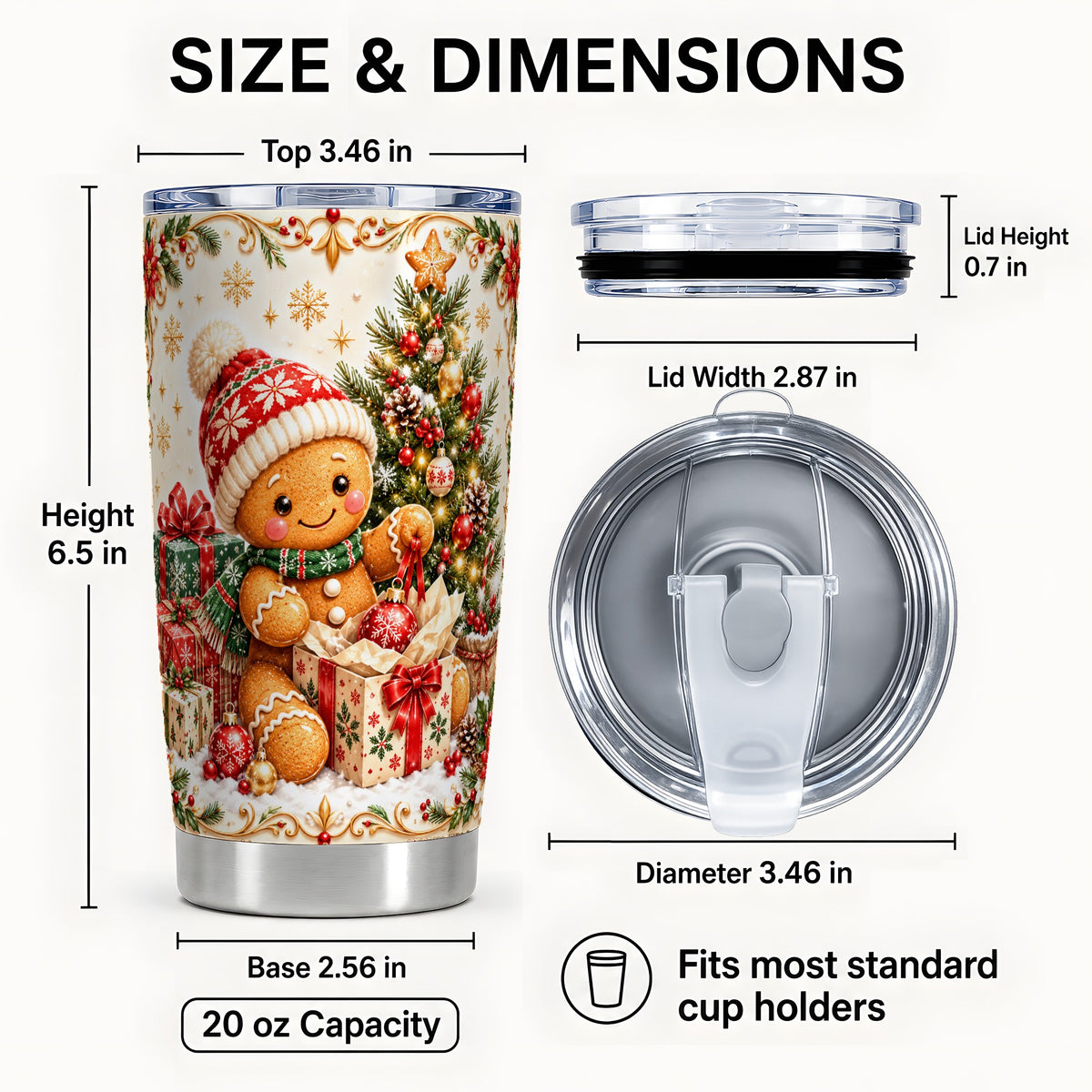 #pl[20oz|Steel] Cozy Gingerbread Tumbler 20oz, Holiday Tumbler, Stainless Steel Travel Cup