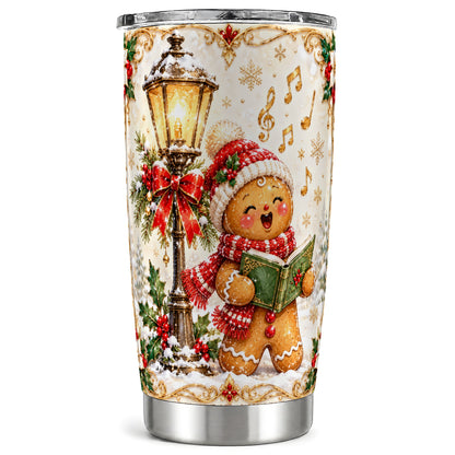 Carol Gingerbread Tumbler 20oz, Holiday Tumbler, Stainless Steel Travel Cup