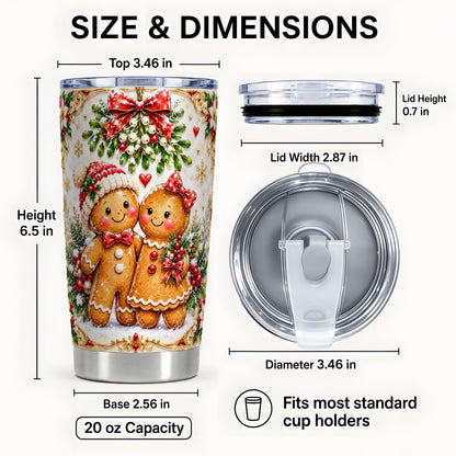 #pl[20oz|Steel] Gingerbread Pair Tumbler 20oz, Holiday Tumbler, Stainless Steel Travel Cup