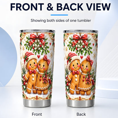 #pl[20oz|Steel] Gingerbread Pair Tumbler 20oz, Holiday Tumbler, Stainless Steel Travel Cup