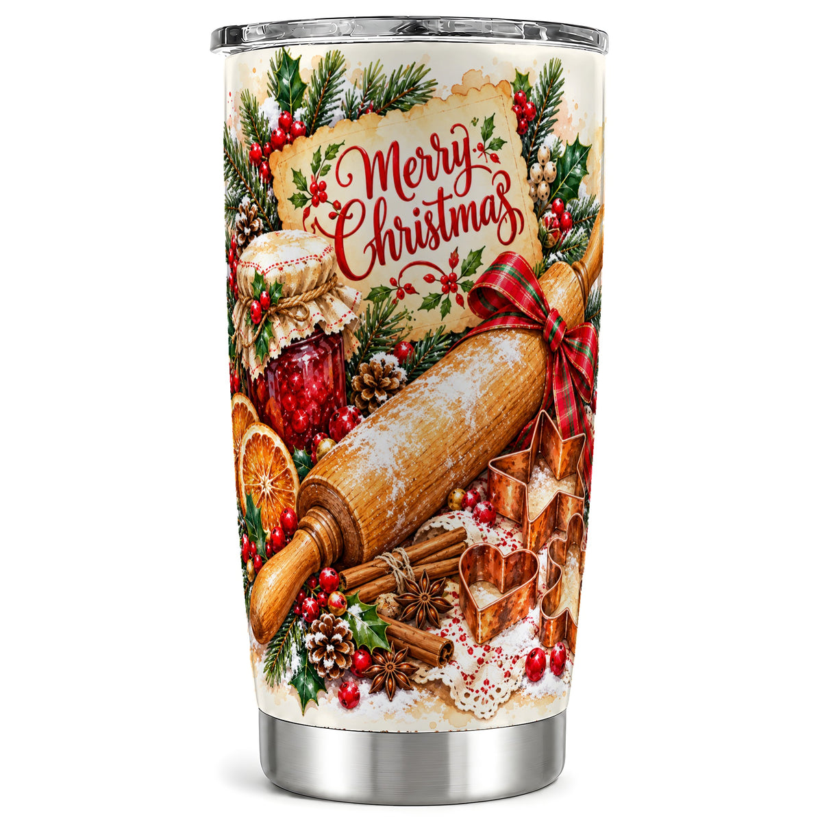 Christmas Baking 20oz Tumbler, Cookie Tumbler, Stainless Steel Travel Cup