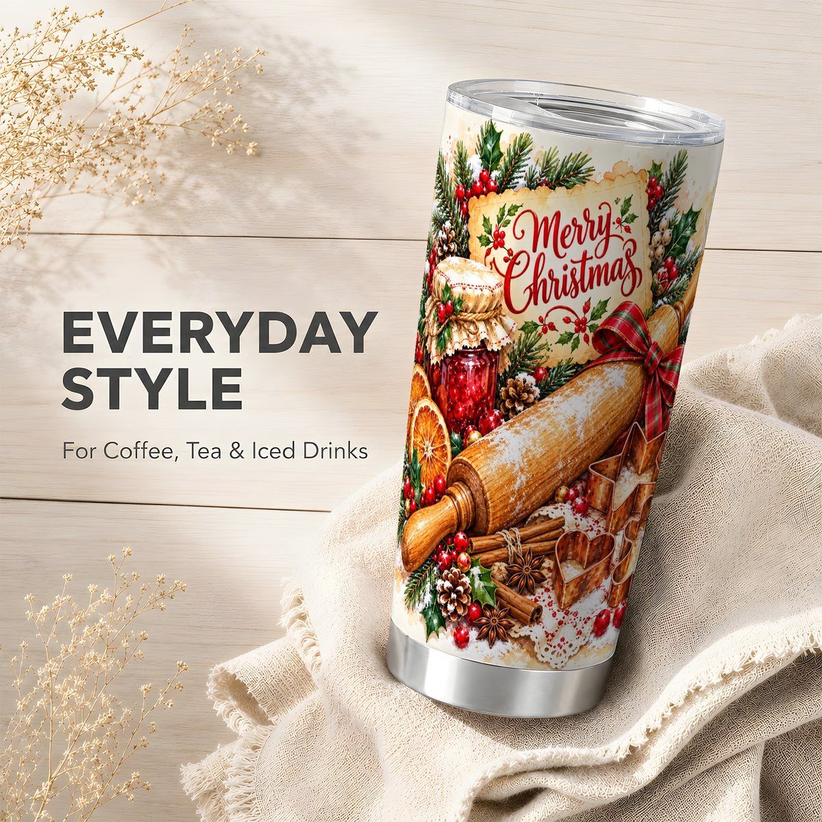 Christmas Baking 20oz Tumbler, Cookie Tumbler, Stainless Steel Travel Cup
