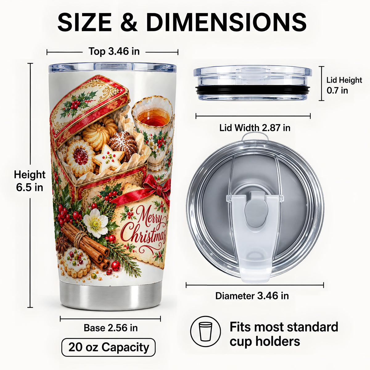 #pl[20oz|Steel] Christmas Tea 20oz Tumbler, Cookie Tumbler, Stainless Steel Travel Cup
