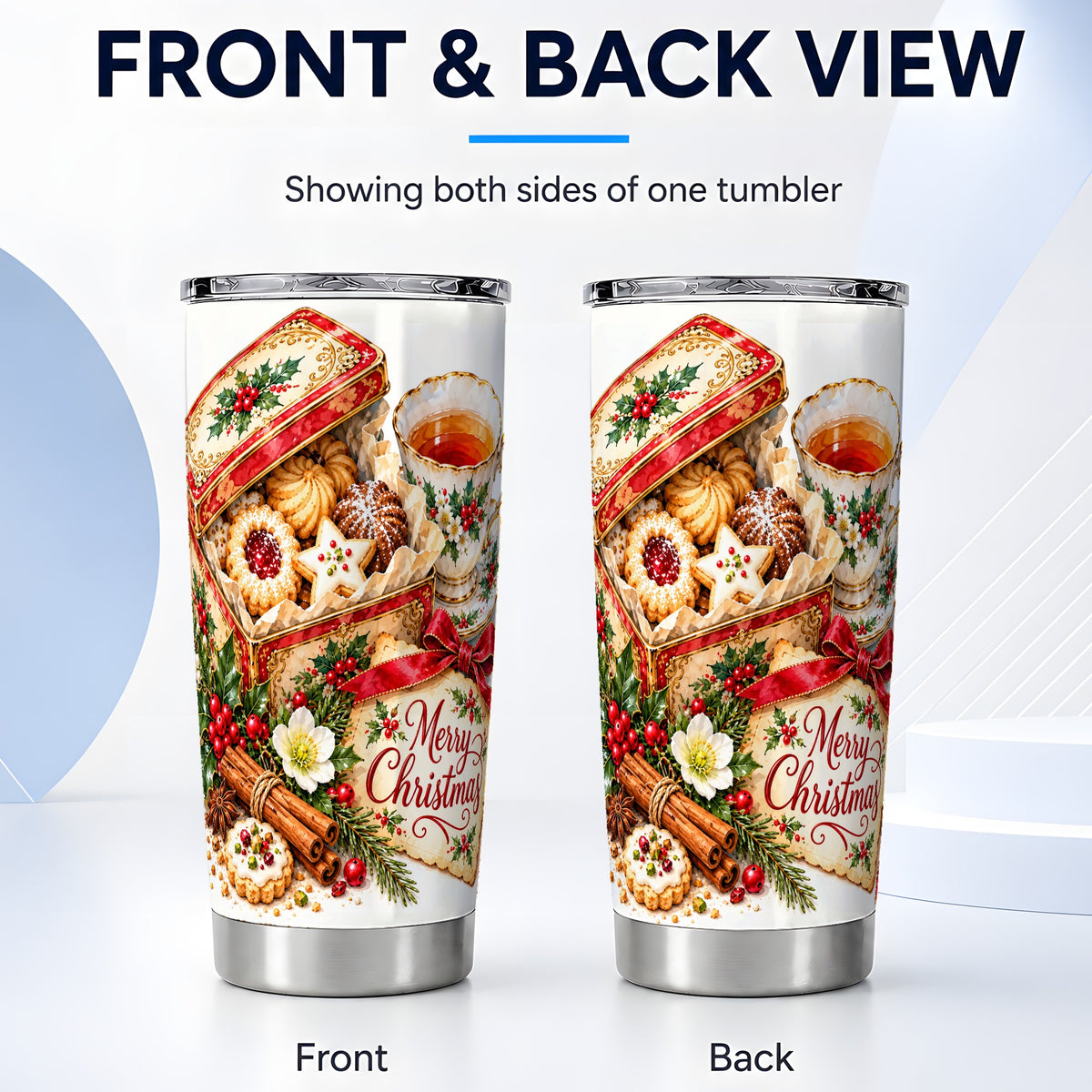 #pl[20oz|Steel] Christmas Tea 20oz Tumbler, Cookie Tumbler, Stainless Steel Travel Cup