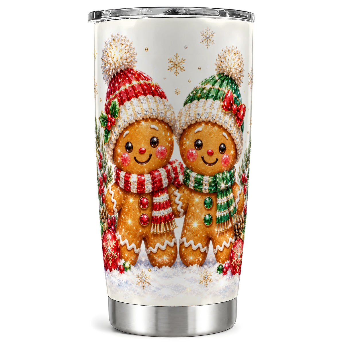 Gingerbread Couple 20oz Tumbler, Cookie Tumbler, Stainless Steel Travel Cup