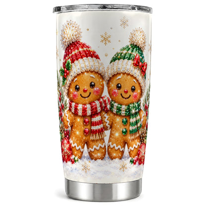 Gingerbread Couple 20oz Tumbler, Cookie Tumbler, Stainless Steel Travel Cup