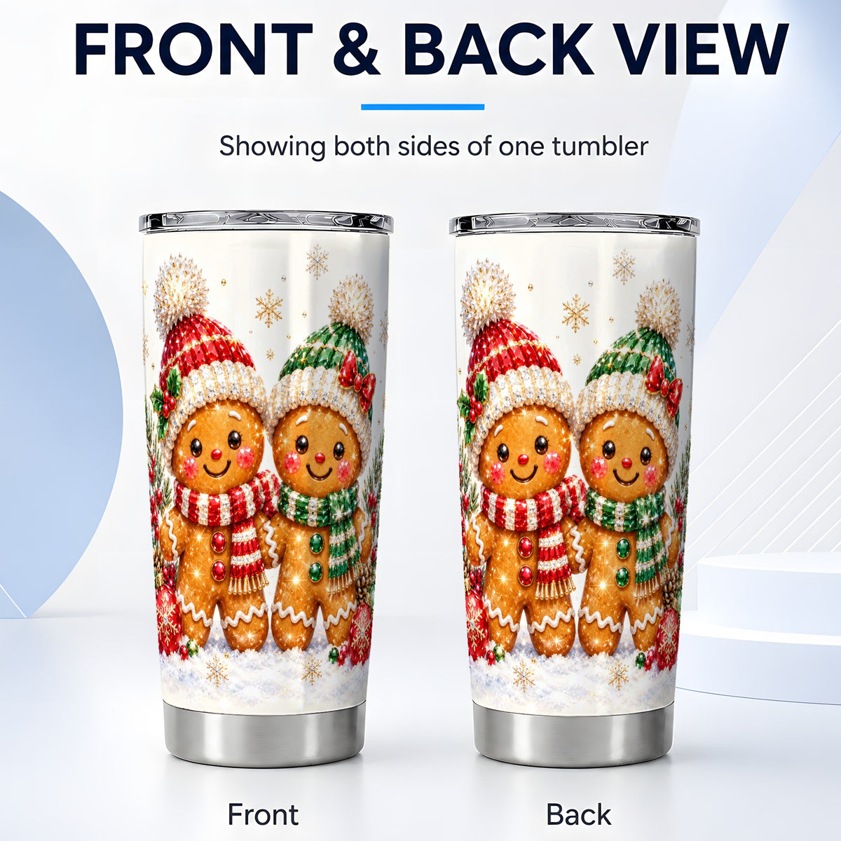#pl[20oz|Steel] Gingerbread Couple 20oz Tumbler, Cookie Tumbler, Stainless Steel Travel Cup